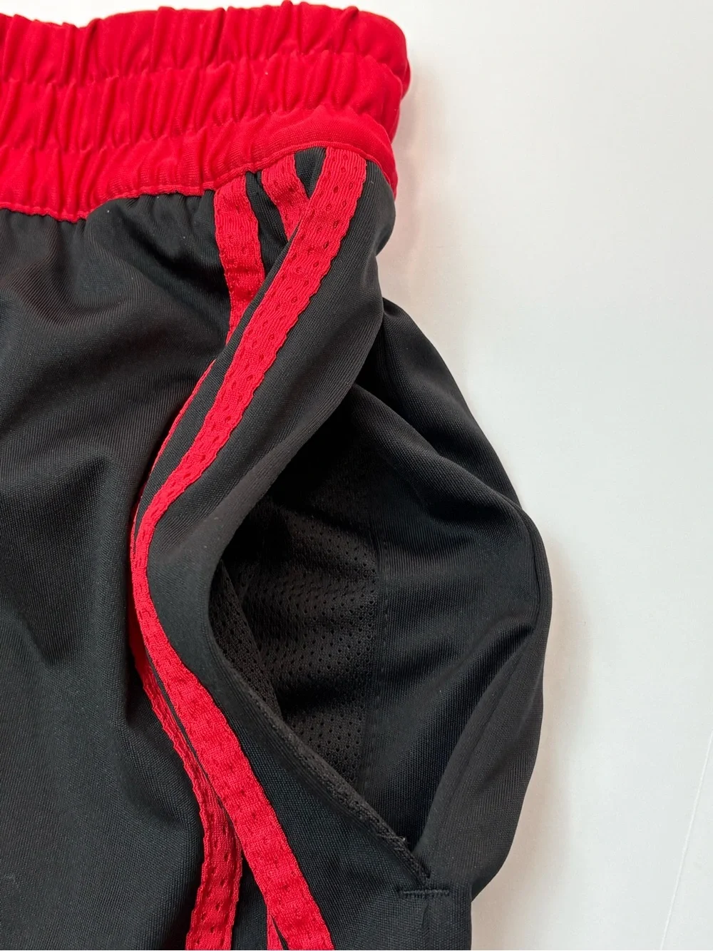 adidas Men’s Black & Red Snap-Side Athletic Shorts